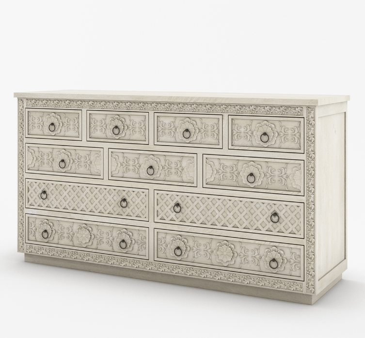 Hand Craved Large Chest of Eleven Drawers