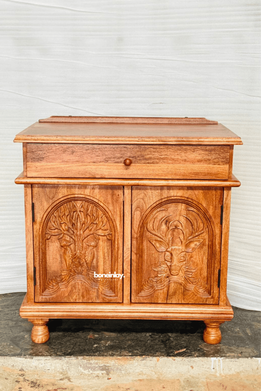 Hand Craved Menagerie Hallway and Entryway Cabinet