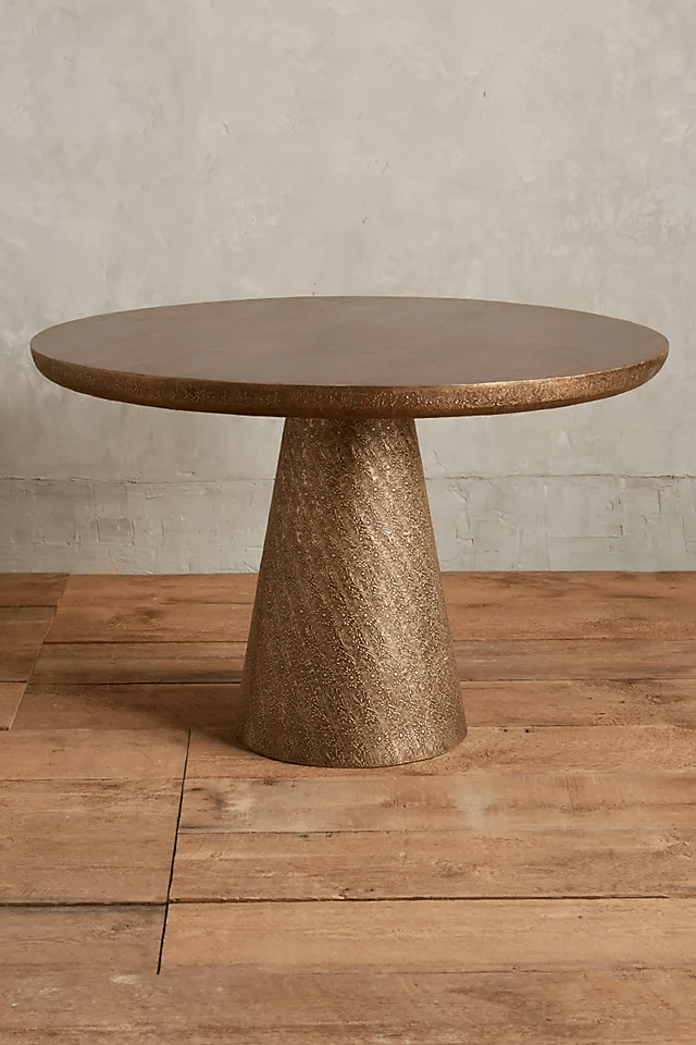 Hand-Embossed Floral Dining Table | Antique Metal Dining Room Decor