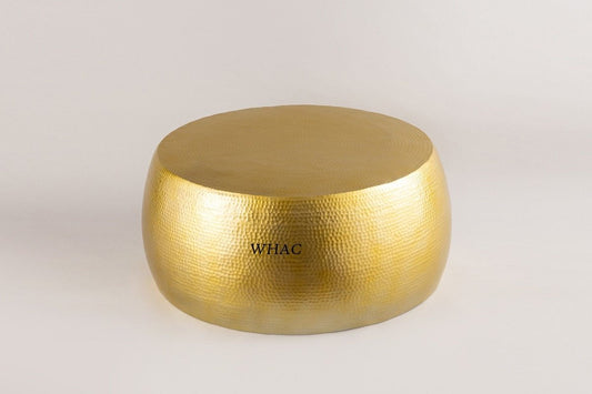 Hand Embossed Hammered Coffee Table | Brass Round Center Table