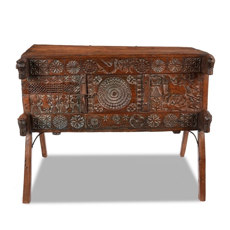 Hand Carved Vinatge Indian Carved Dowry Sideboard | Hope Chest