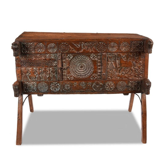 Hand Carved Vinatge Indian Carved Dowry Sideboard | Hope Chest