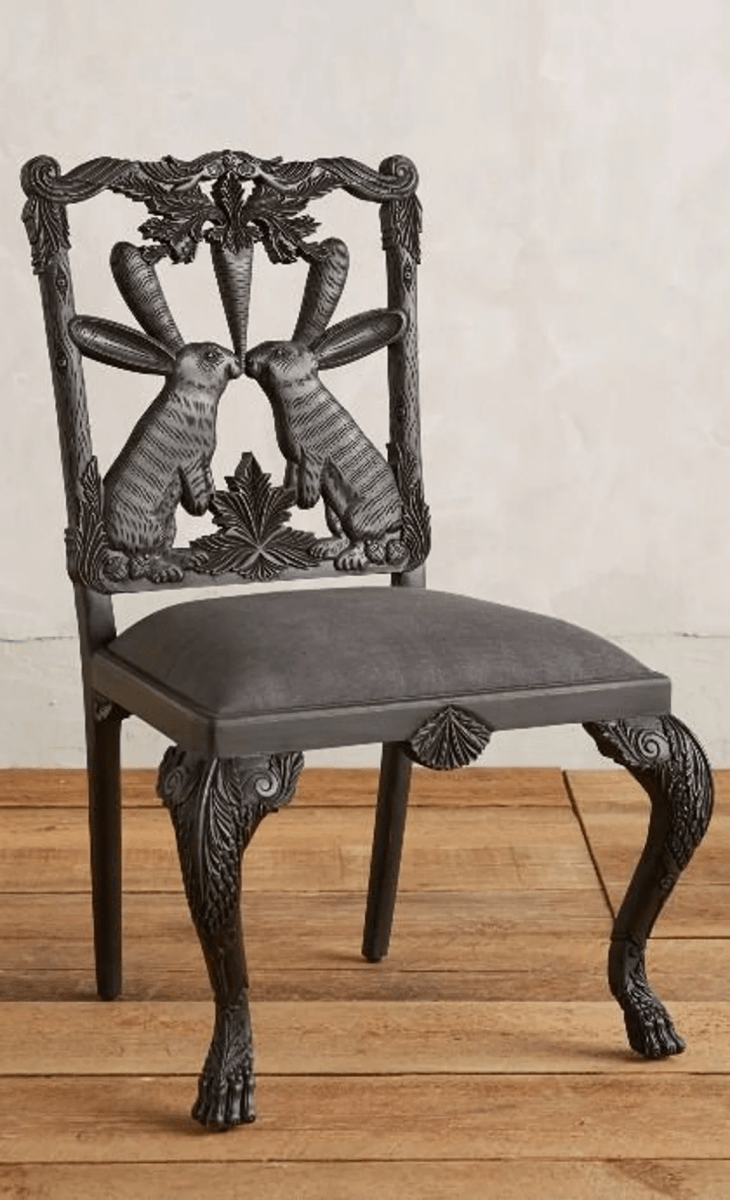 Hand Carved Menagerie Bunny Dining Chair | Wooden Dining Chair