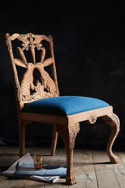 Hand Carved Menagerie Bunny Dining Chair | Wooden Dining Room Decor