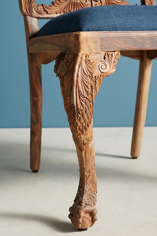 Hand Carved Menagerie Woodpecker Dining Chair | Wooden Dining Table Chair