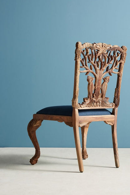 Hand Carved Menagerie Woodpecker Dining Chair | Wooden Dining Table Chair