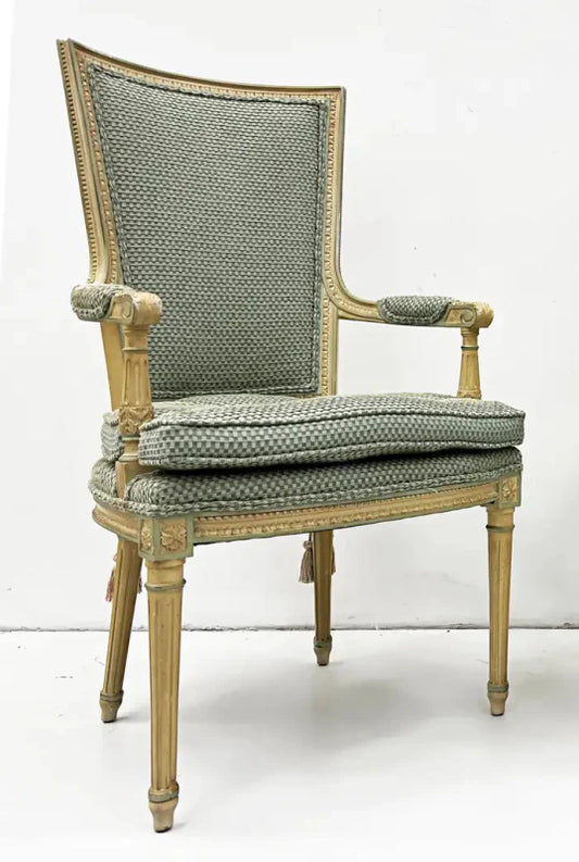 Hand Carved Natural Color Neoclassical Style Armchair