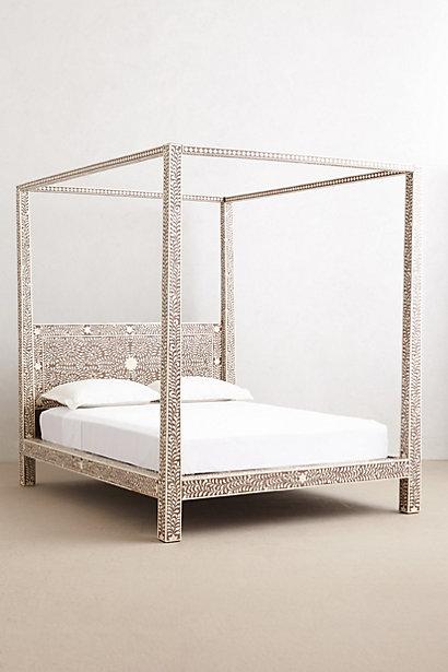 Handmade Bone inlay Canopy Bed | Luxury Bed | Indian Bed