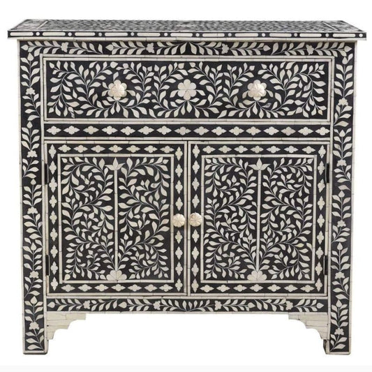 Handmade Bone Inlay Cabinet Furniture in Black Color