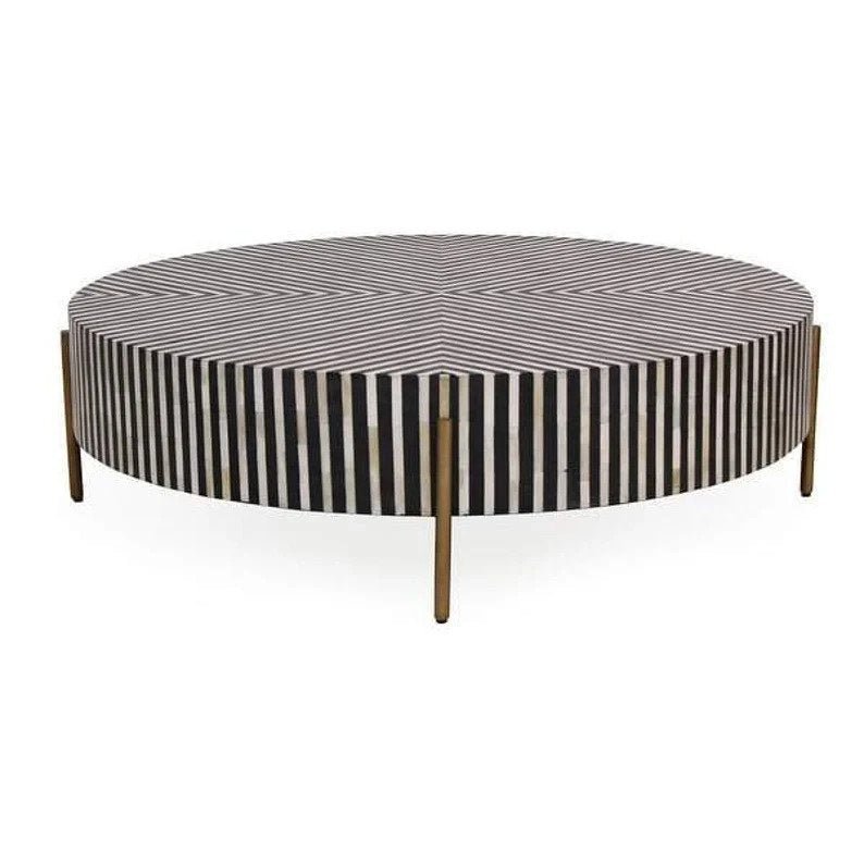 Handmade Bone Inlay Black Round Center Table |Coffee Table