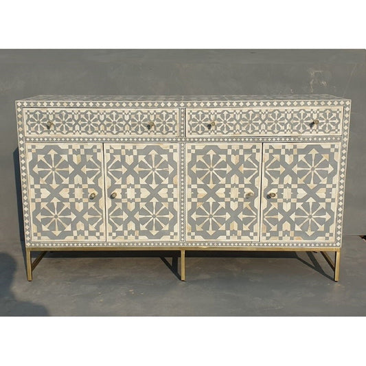 Handmade Bone Inlay Gray and White Color Sideboard | Buffet Table