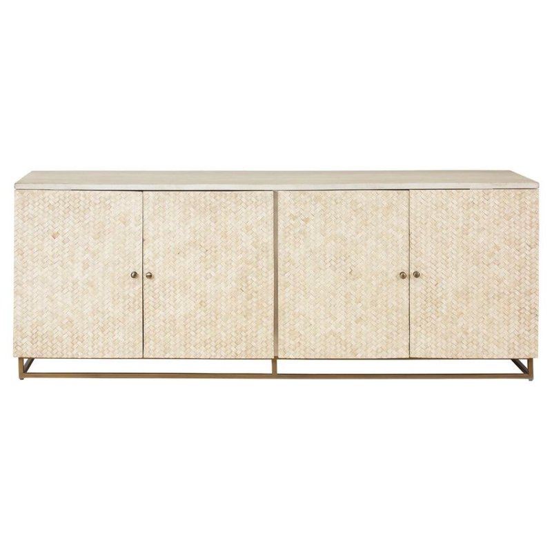 Handmade Bone Inlay Herringbone Sideboard | Wooden Bone Inlay Buffet