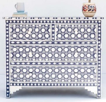 Handmade Bone Inlay Home Chest of Four Drawers | Luxury Dresser