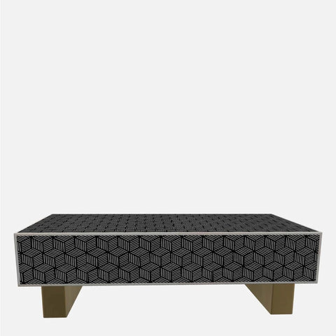 Handmade Bone Inlay Rectangular Coffee Table in Black Color