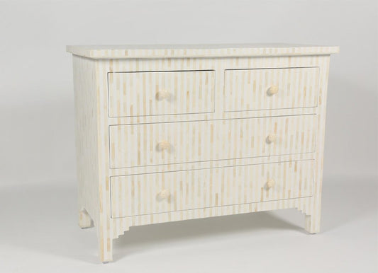 Handmade Bone Inlay Stripe Chest of Four Drawers Dresser