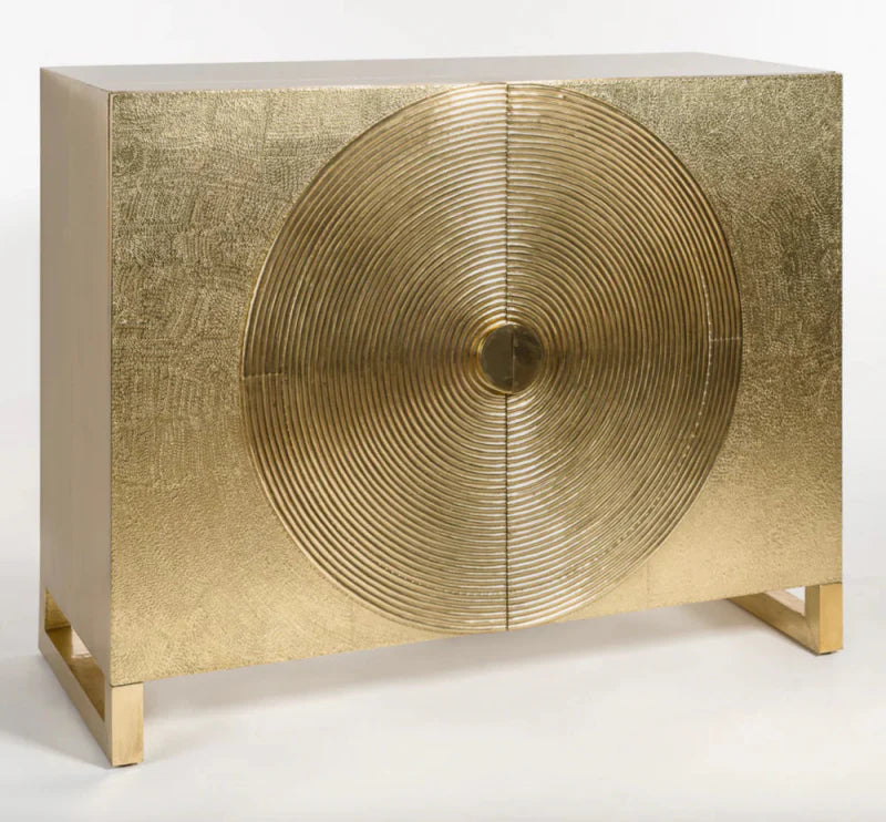 Handmade Brass Golden Metal Cabinet with Two Door