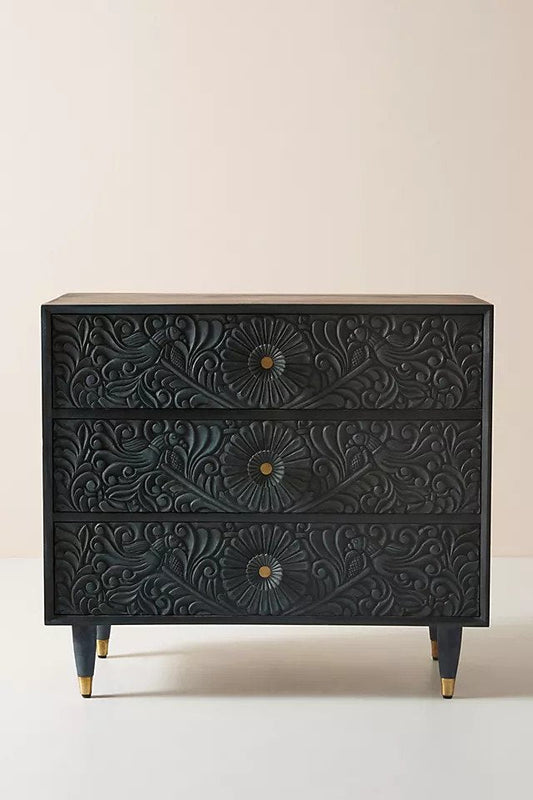 Hand Carved Gulliver Three-Drawer Dresser | Modern wooden Dresser