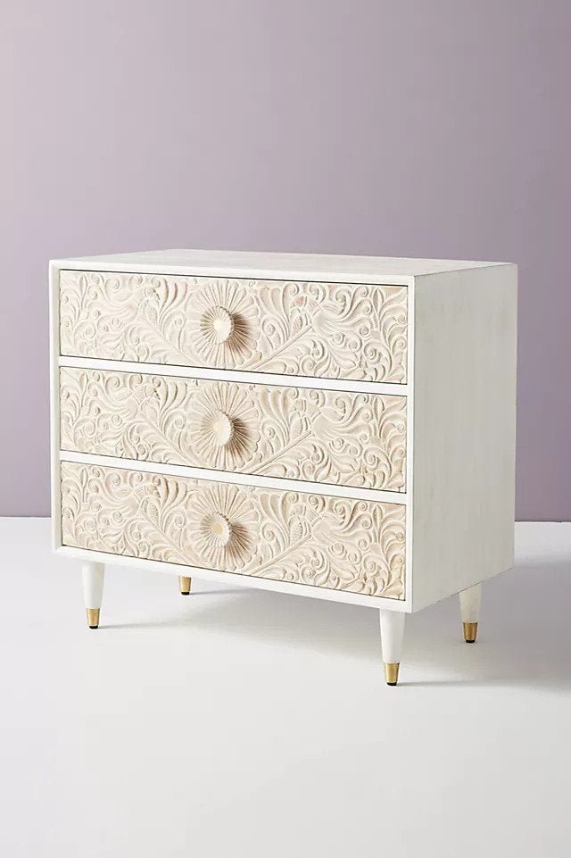 Hand Carved Gulliver Three-Drawer Dresser | Modern wooden Dresser