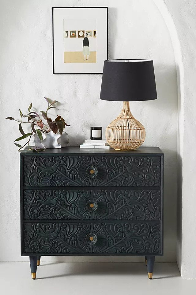 Hand Carved Gulliver Three-Drawer Dresser | Modern wooden Dresser