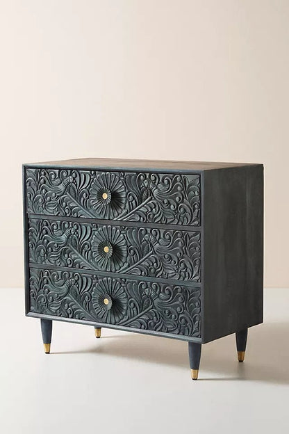 Hand Carved Gulliver Three-Drawer Dresser | Modern wooden Dresser