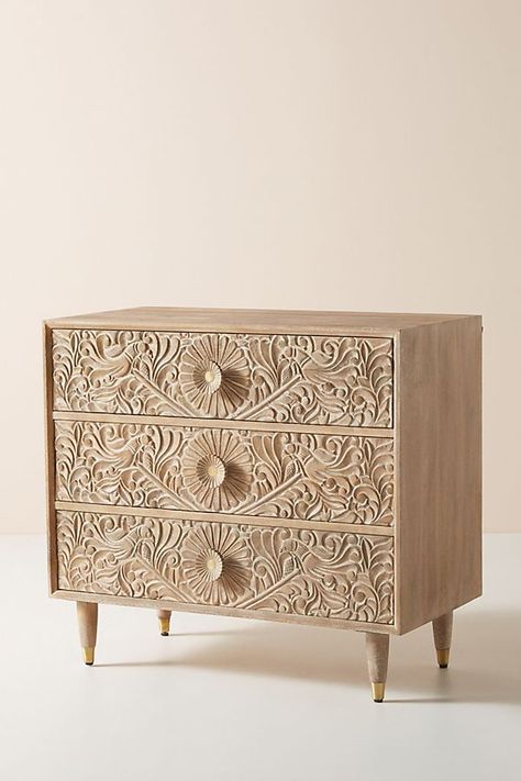 Hand Carved Gulliver Three-Drawer Dresser | Modern wooden Dresser