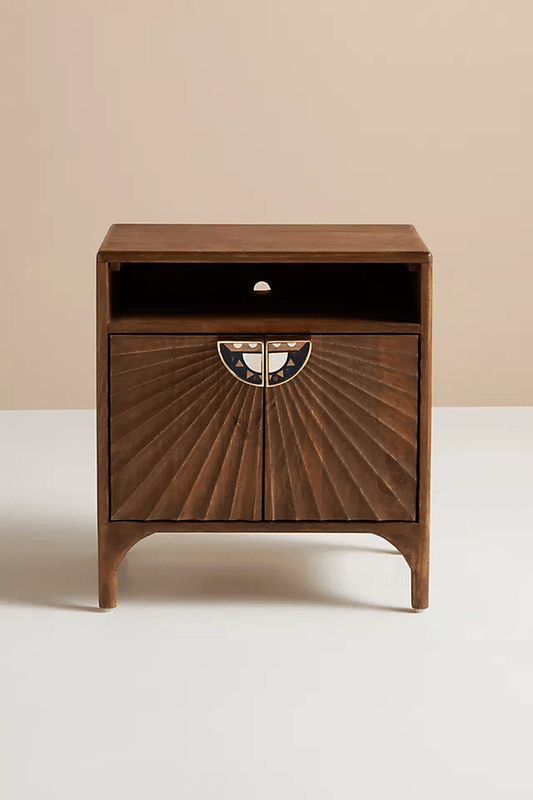 Hand Carved Daybreak Nightstand | Hand-carved Wooden Bed Side Table