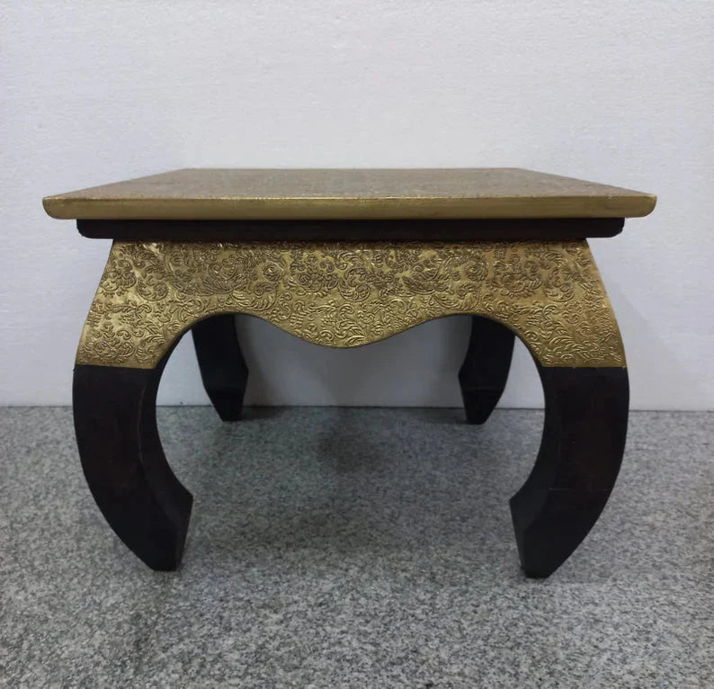 Handmade Embossed Metal Center Table | Handmade Indian Design Coffee Table With Brass Sheet