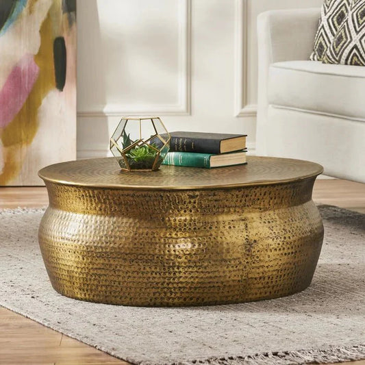 Handmade Embossed Metal Frame Coffee Table | Brass Conversion Table