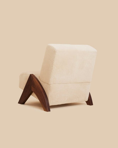 Handmade Enzo Faux Sherpa Chair with Walnut Finish