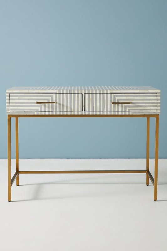 Handmade Grey Striped Inlay Desk