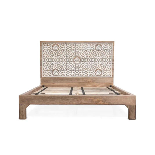 Hand Carved Wooden Bed Indian Design King Size Bed