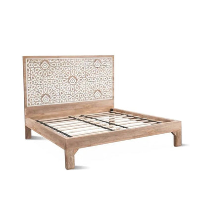 Hand Carved Wooden Bed Indian Design King Size Bed