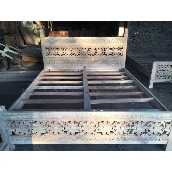 Hand Carved Bed | Wooden Indian Design Platform Bed