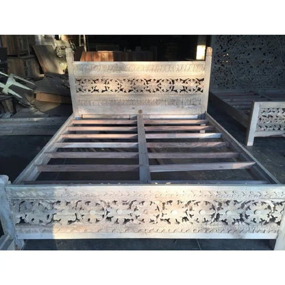 Hand Carved Bed | Wooden Indian Design Platform Bed