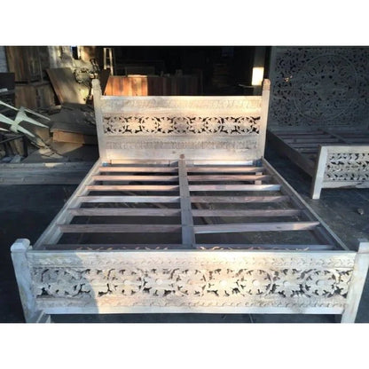 Hand Carved Bed | Wooden Indian Design Platform Bed