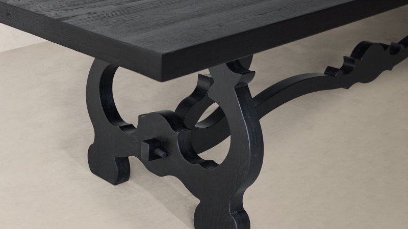 Handmade Black Rectangular Dining Table | Large Wooden Dining Table