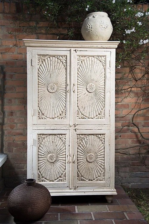 Hand-Carved Indian Design Vintage Armoire Wardrobe | Indian Furniture