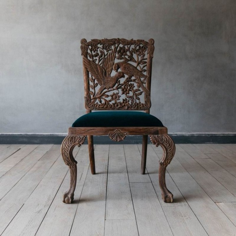 Hand Carved Intricated Parrot Dining Chair