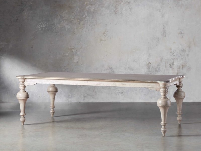 Hand Caved Rectangle Dining Table | Indian Antique White Dining Table