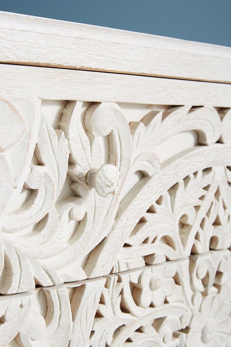 Hand Carved Lombok Three-Drawer Dresser | Wooden Chest of Drawers