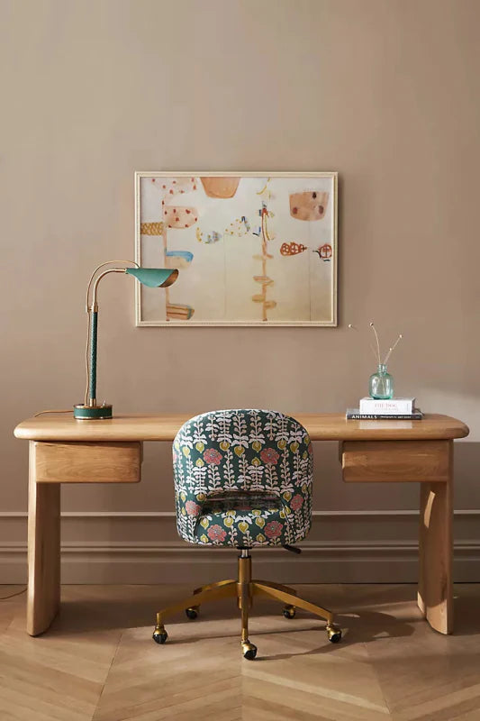 Handmade Natural Work Desk Table with Two Drawer