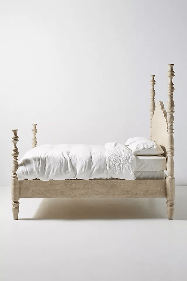 Hand Carved Rosalie Four-Poster Bed | Solid Wood Canopy Platform Bed