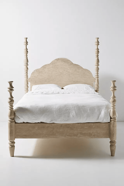 Hand Carved Rosalie Four-Poster Bed | Solid Wood Canopy Platform Bed