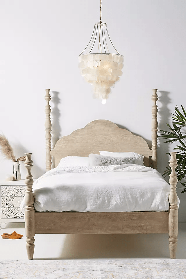 Hand Carved Rosalie Four-Poster Bed | Solid Wood Canopy Platform Bed