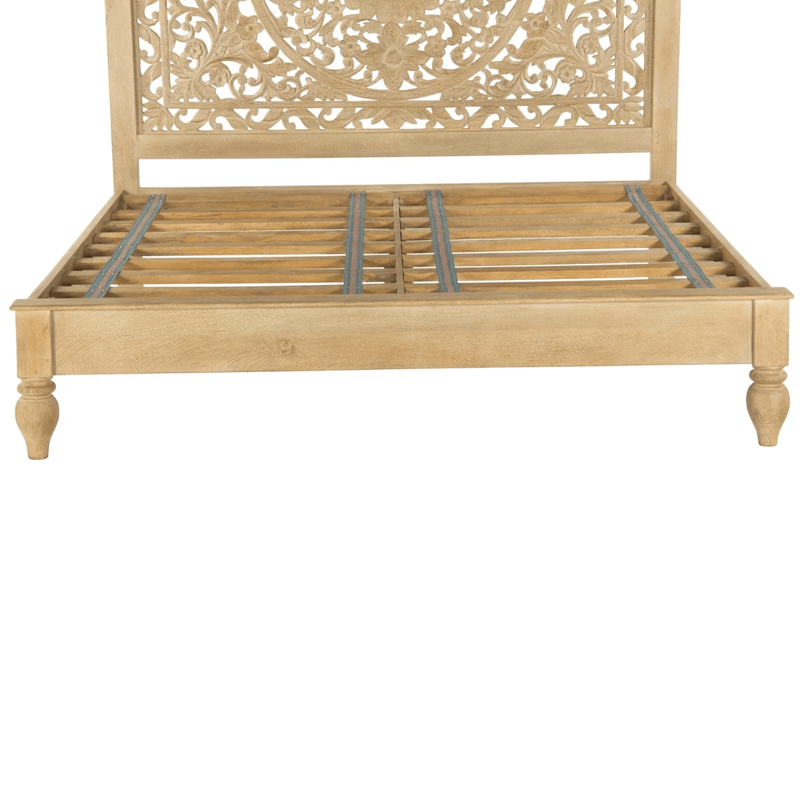 Hand Carved Solid Wood Bed With Headboard Indian Furniture