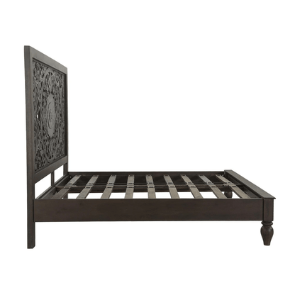 Hand Carved Solid Wood Bed With Headboard Indian Furniture