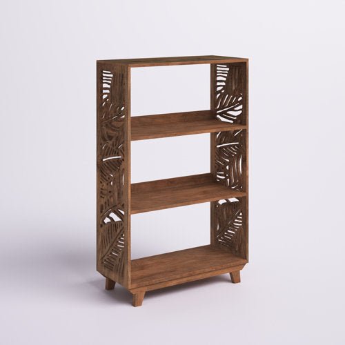 Hand Carved Solid Wood Standard Bookcase | Wooden Bookshelf Furniture