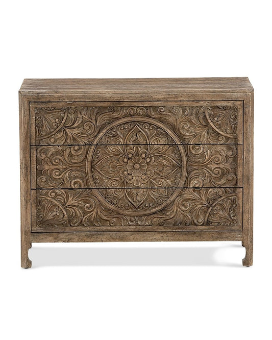 Carved Solid Wooden Dresser | Handcrafted Chest of Drawers