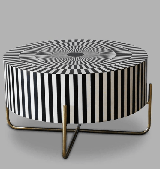 Handmade Striped Waterfall Pattern Coffee Table | Bone Inlay Furniture