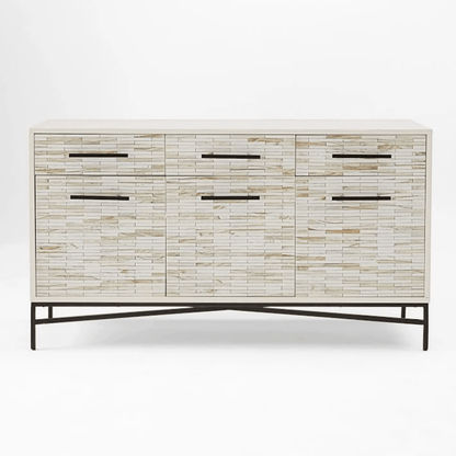 Handmade Tiled Buffet Sideboard with Metal Base | Bone Inlay Sideboard